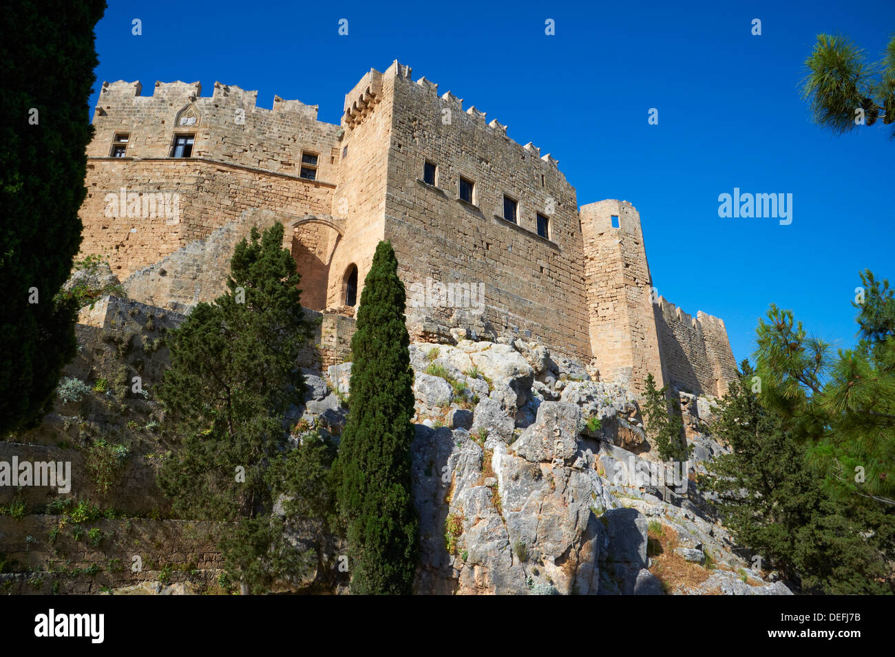 Lindos Acropolis. Lindos, Rhodes, Dodecanese, Greek Islands, Greece, Europe Stock Photo