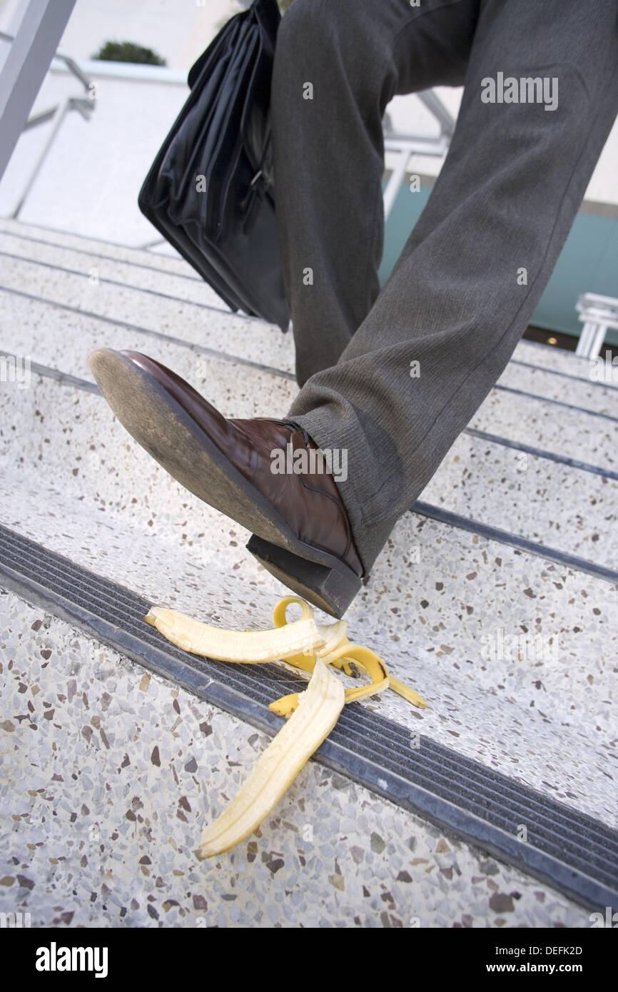 About to slip on a banana peel Stock Photo Alamy