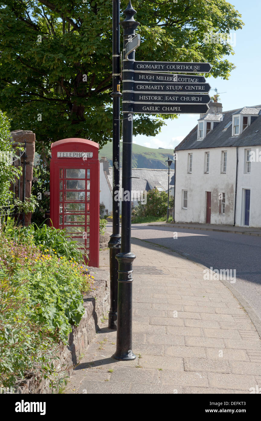 Signposts in Cromarty. Stock Photo