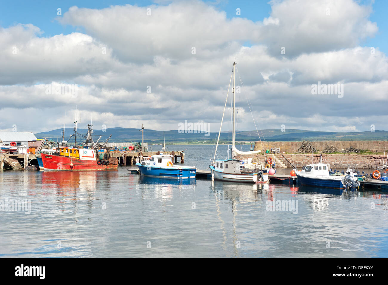 Boats in the Harbour at Cromarty, Scotland. Stock Photo