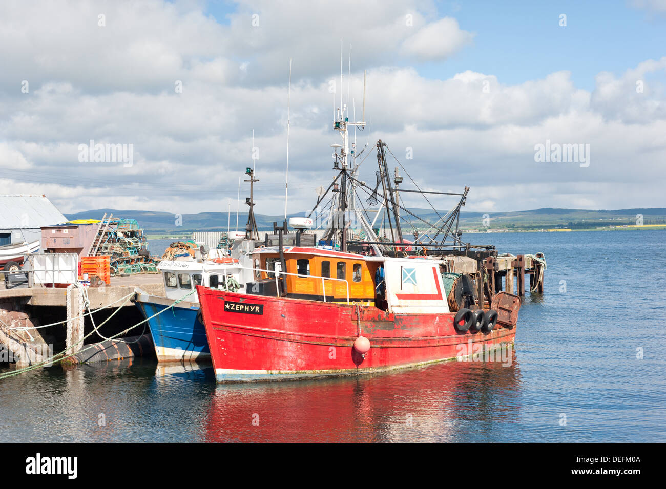 Fishing Boats at Cromarty in Scotland Stock Photo