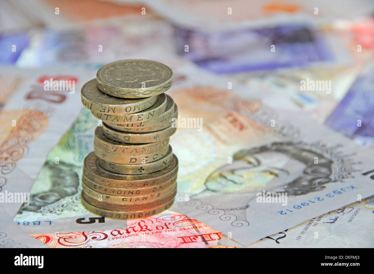 pile of coins Cash money UK currency Stock Photo