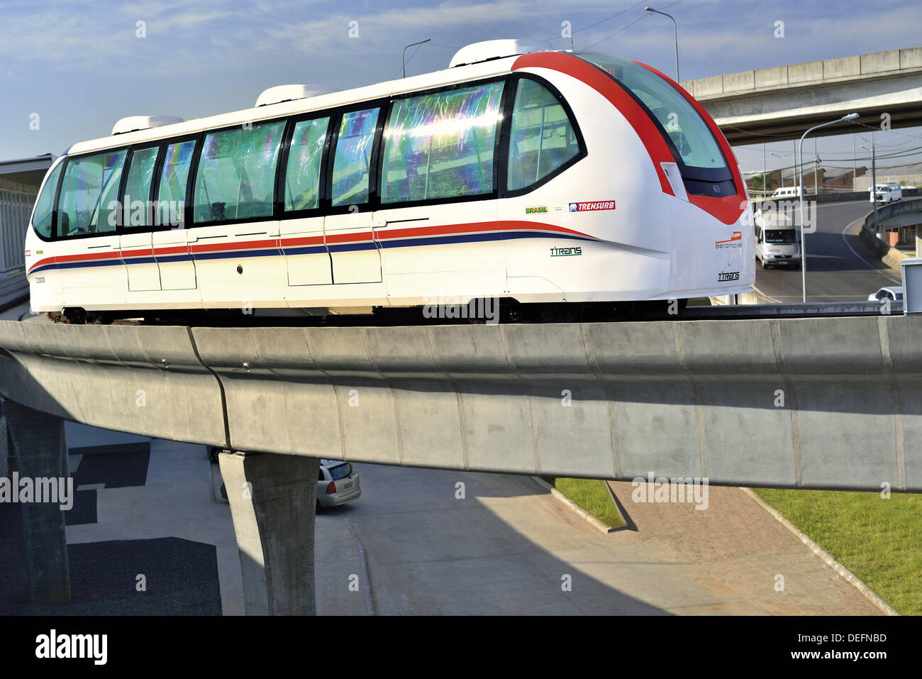 Brazil, Rio Grande do Sul, Porto Alegre, Aeromovel, future technology, public transport, transportation, air pressed pneumatic system, environmental friendly, travel, tourism, Oskar Coester, engineer, Patent 1977, world first, Porto Alegre airport route, i Stock Photo