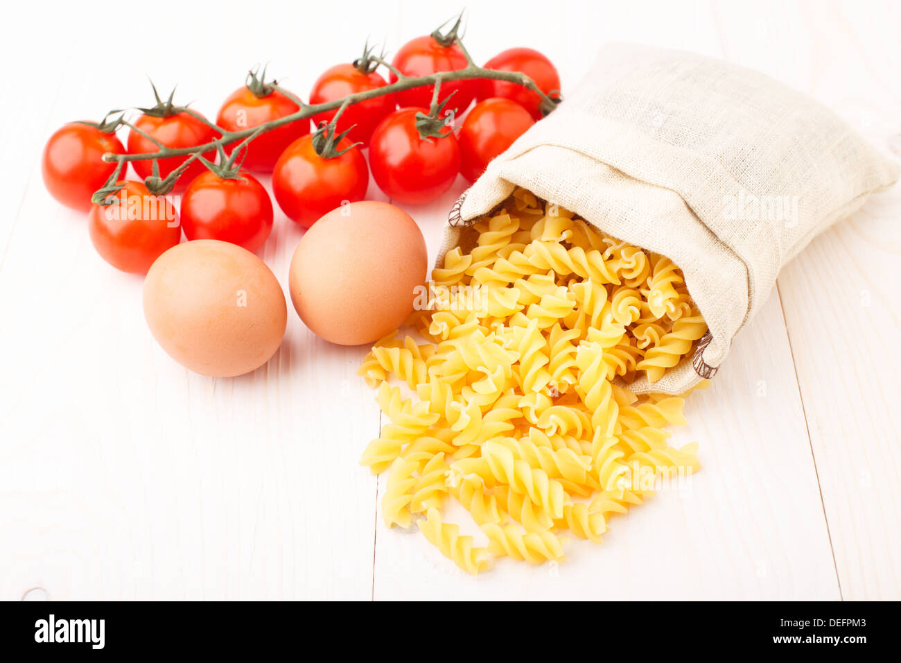 Pasta, eggs and tomato Stock Photo Alamy