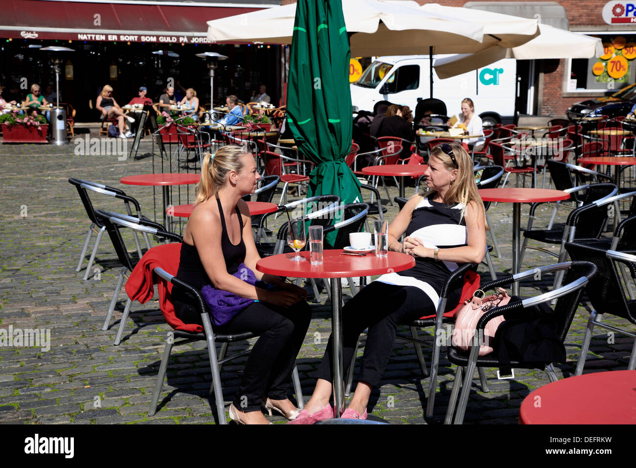 Sidewalk cafe down town Arhus, Jutland, Denmark, Scandinavia, Europe Stock Photo