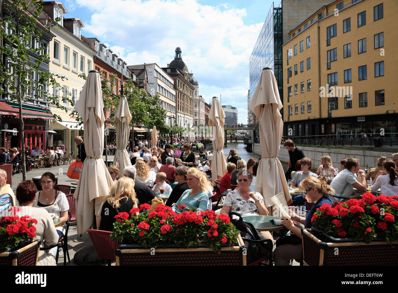 Sidewalk Cafe at  Aboulevarden, Arhus, Jutland, Denmark, Scandinavia, Europe Stock Photo