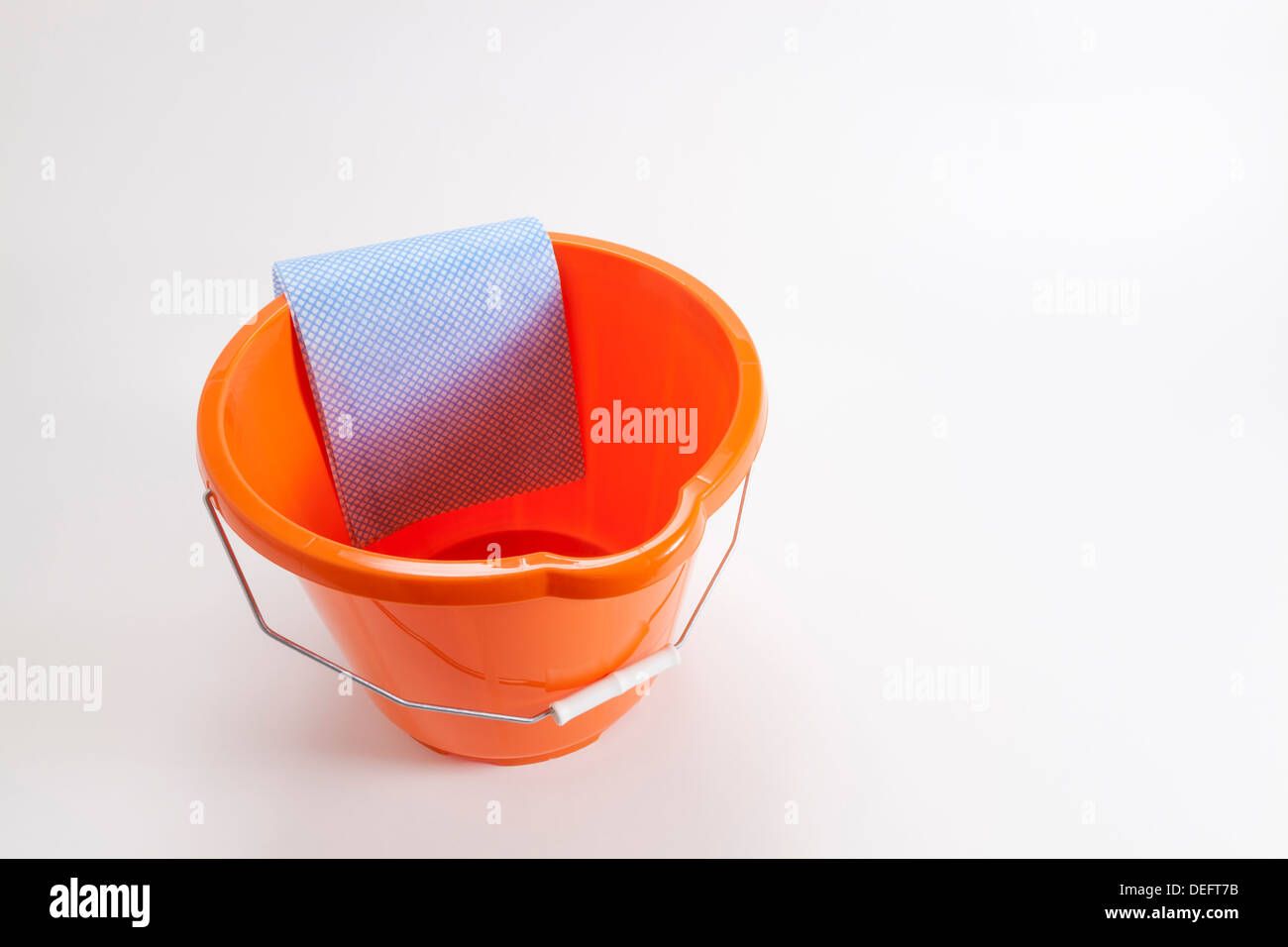 Empty bucket with cloth Stock Photo