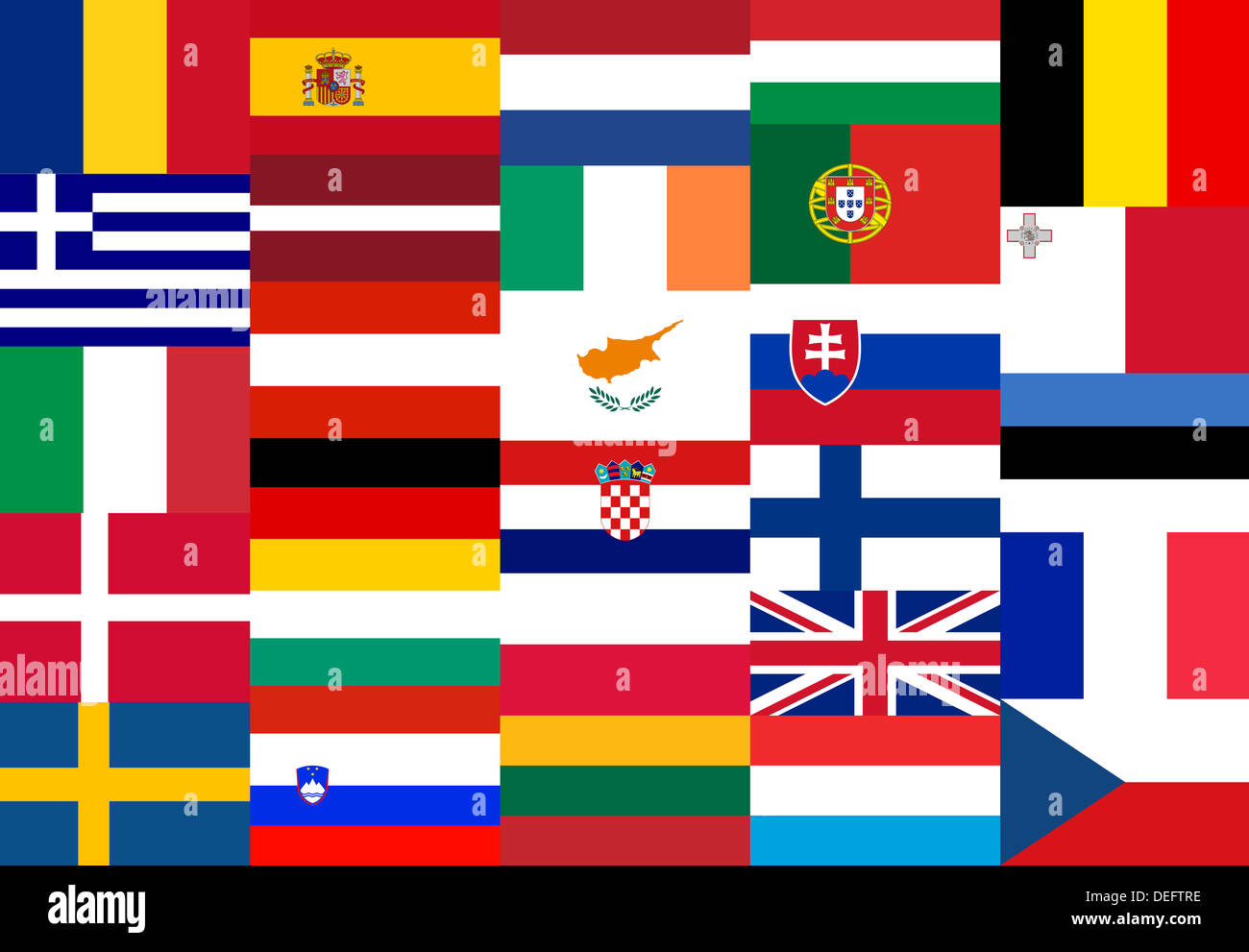 National flags of the EU member states Stock Photo