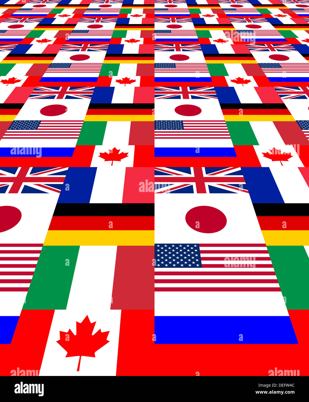 National flags of the G8 countries Stock Photo