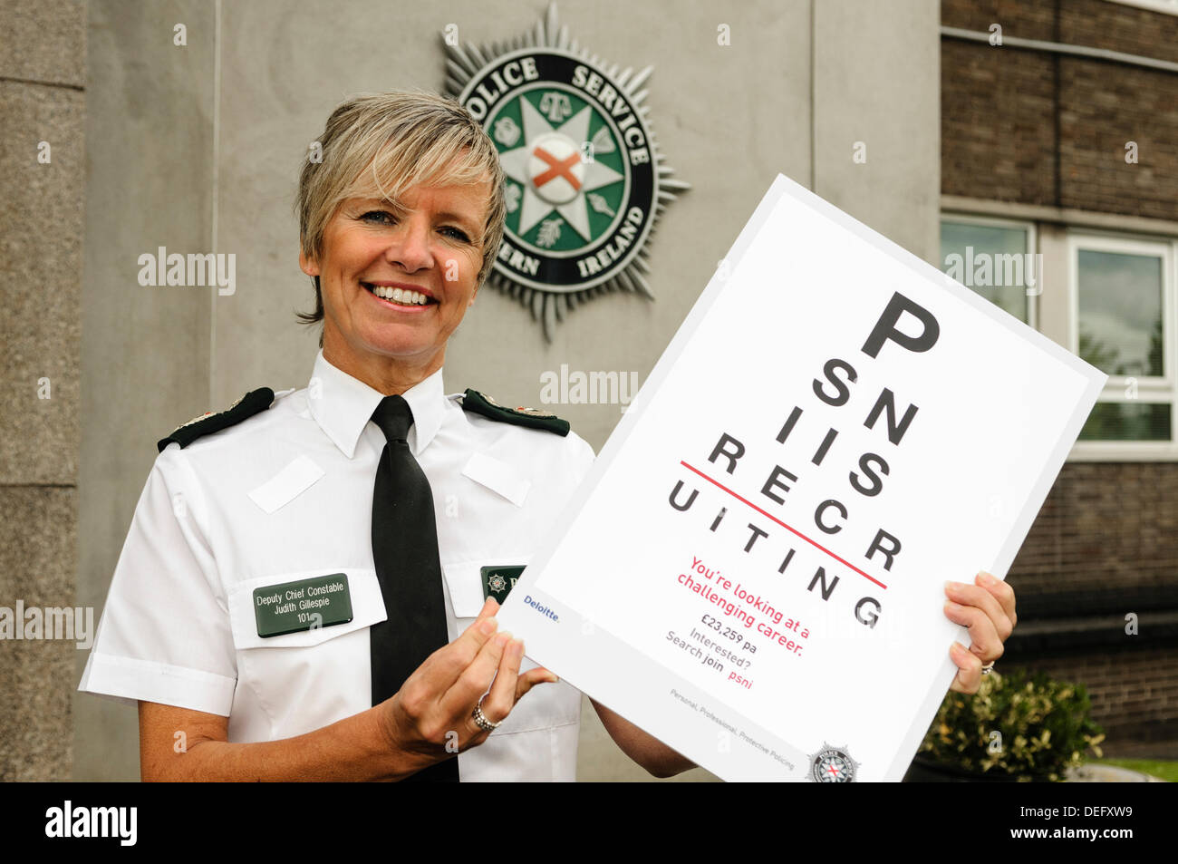 Belfast, Northern Ireland. 18th September 2013 - DCC Judith Gillespie launches 2014/15 PSNI recruitment campaign Credit:  Stephen Barnes/Alamy Live News Stock Photo