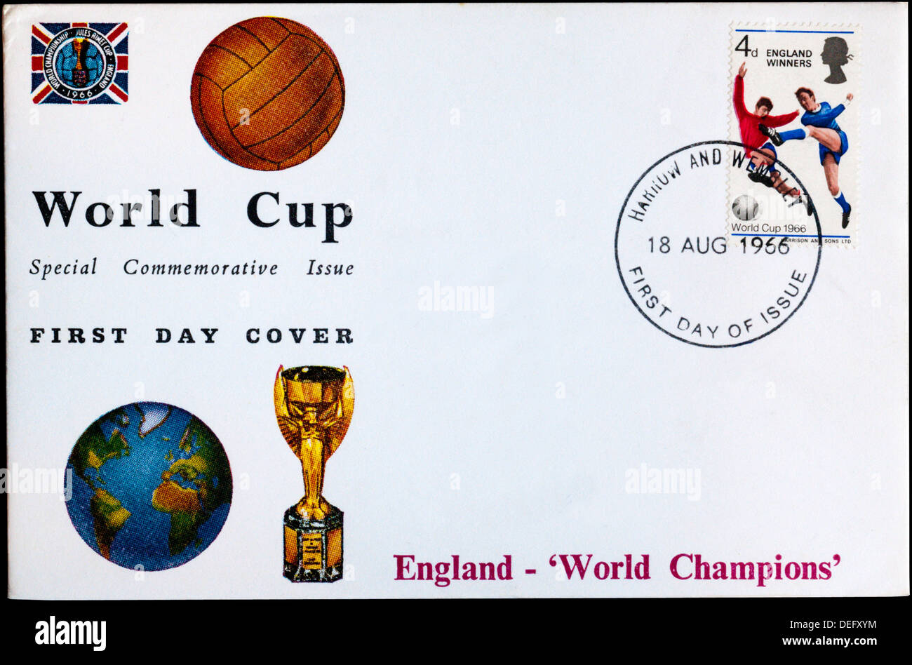 1966 World Cup First Day Cover with England Winners overprinted stamp