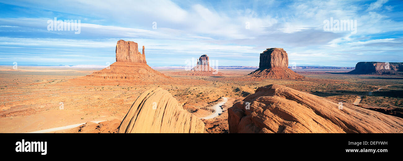The Mittens, Navajo Tribal Park, Monument Valley, Arizona, United States of America, North America Stock Photo