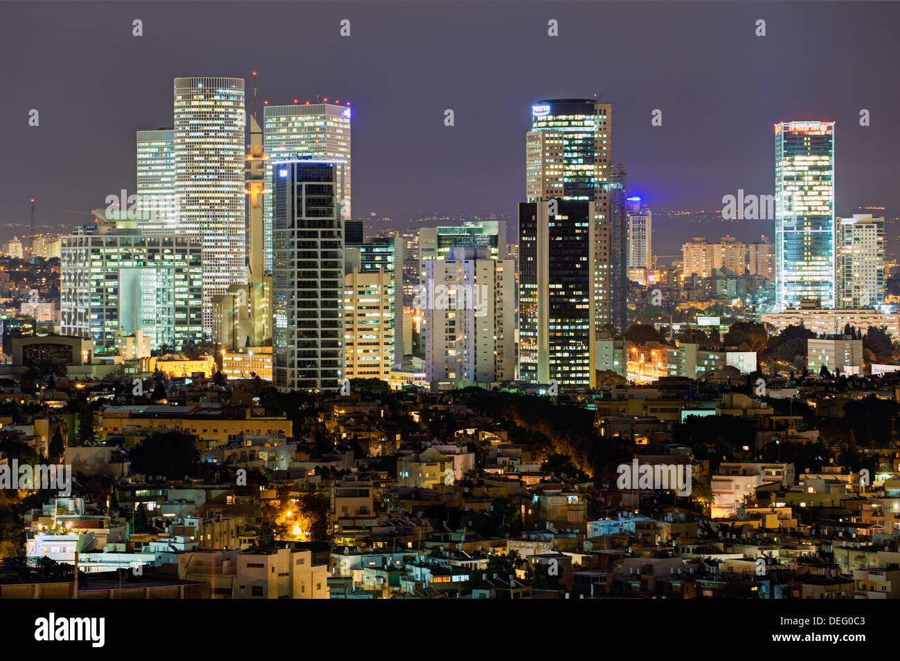 Elevated city view towards the commercial and business centre, Tel Aviv, Israel, Middle East Stock Photo