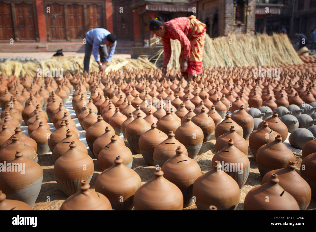 Potters' Square, Bhaktapur, UNESCO World Heritage Site, Kathmandu Valley, Nepal, Asia Stock Photo