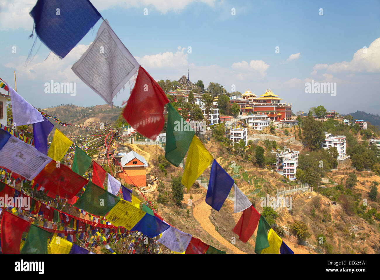 Thrangu Tashi Yangtse Monastery inside Namobuddha complex, Dhulikhel, Kathmandu Valley, Nepal, Asia Stock Photo