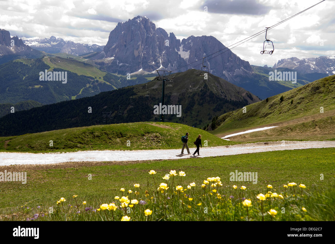 Hiking in the Dolomites Alps Italy Stock Photo - Alamy