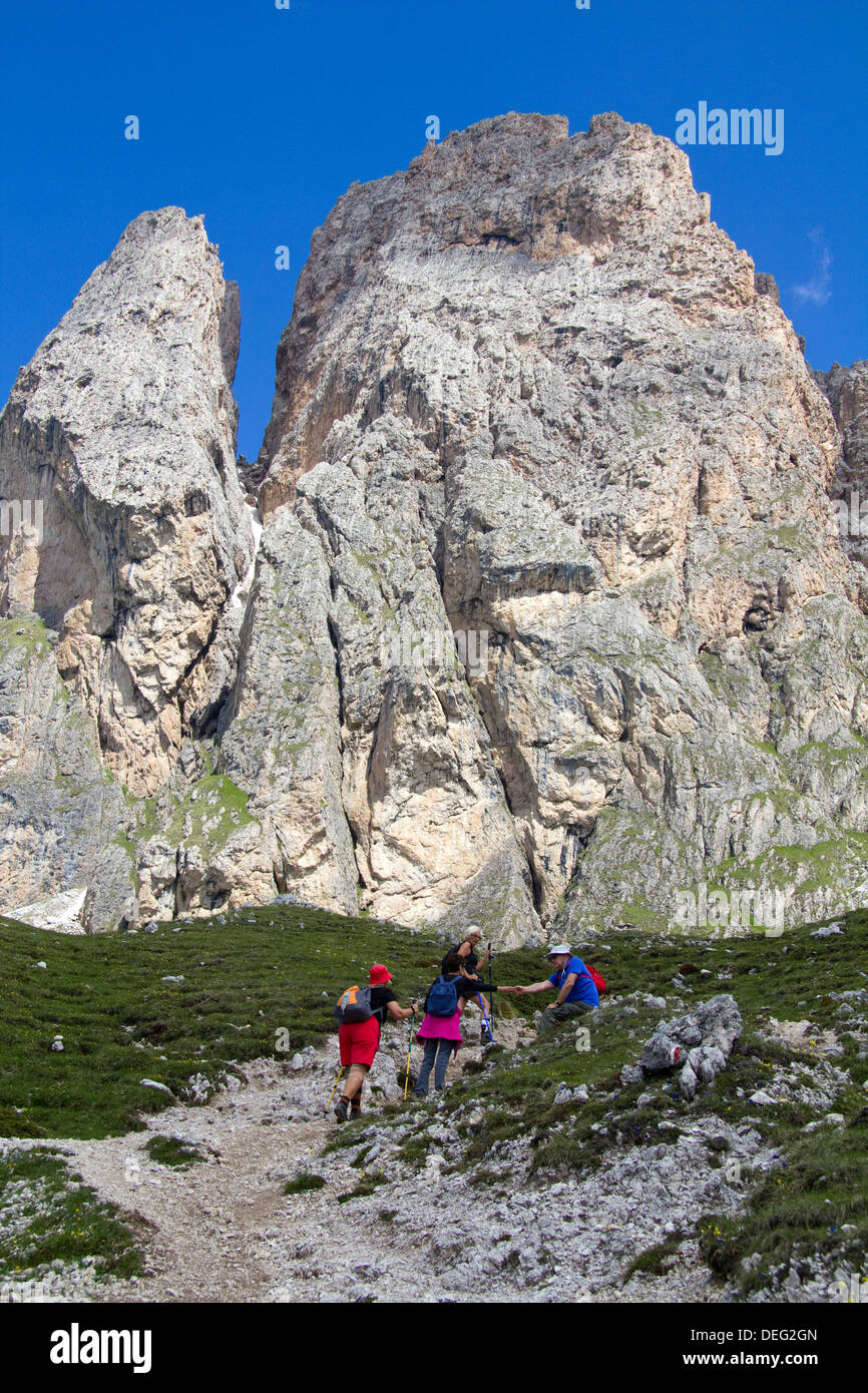 Hiking in the Dolomites Alps Italy Stock Photo - Alamy