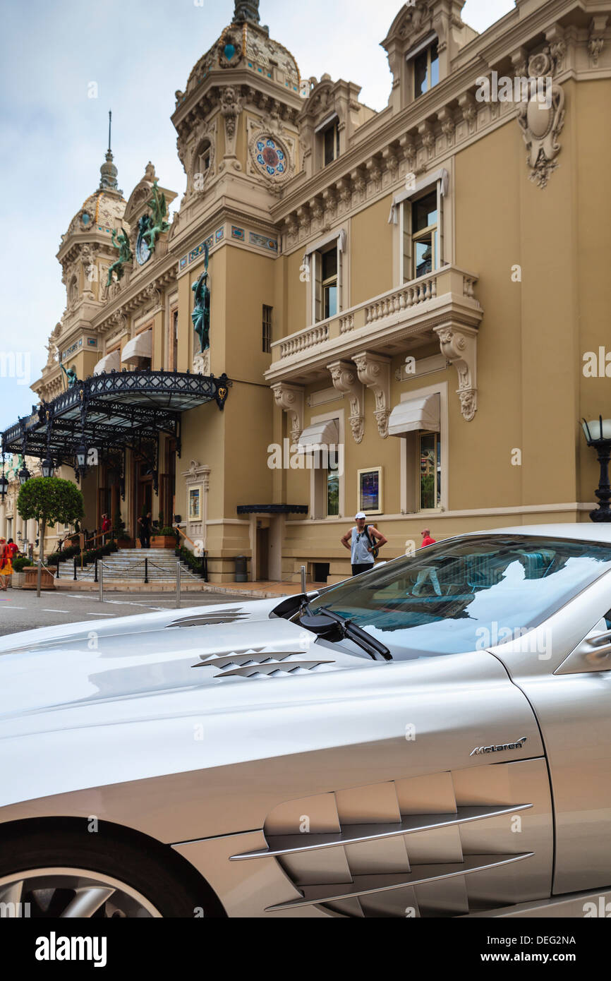 Exotic sports car outside Casino de Monte-Carlo, Monaco, Europe Stock Photo