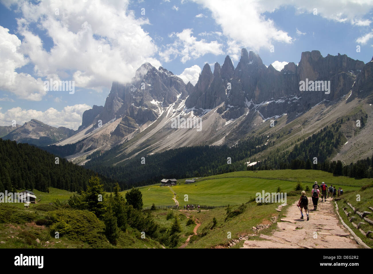Hiking in the Dolomites Alps Italy Stock Photo - Alamy