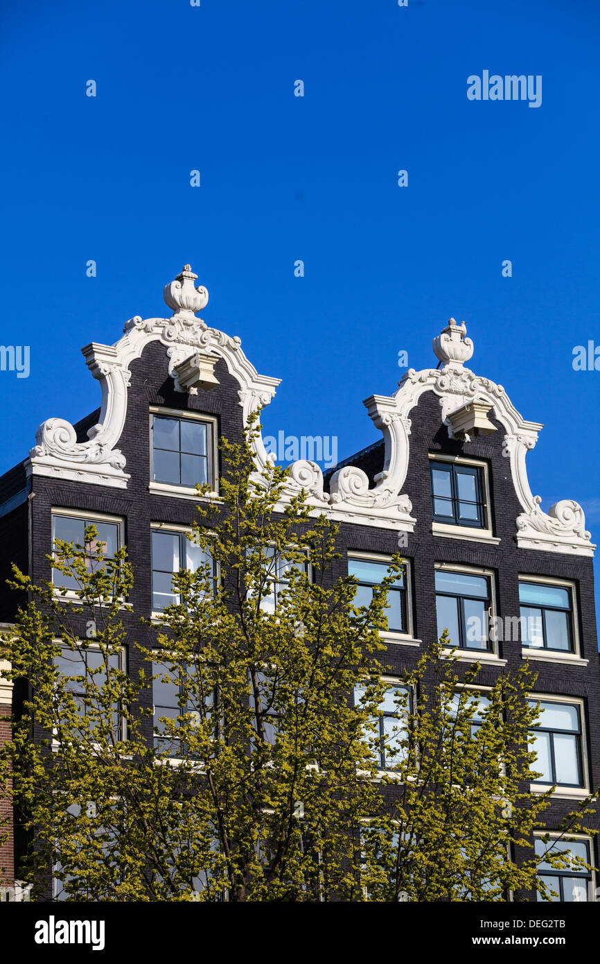 Ornate gabled houses, Amsterdam, Netherlands, Europe Stock Photo