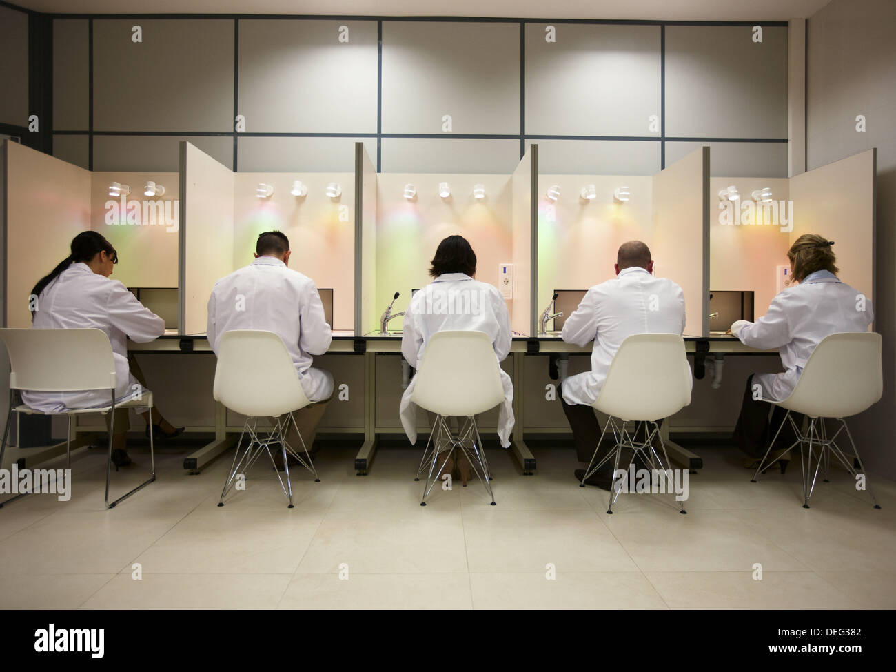 Sensory Laboratory, food analysis, Azti-Tecnalia, Marine and Food Research Technological Centre, Derio, Biscay, Basque Country, Stock Photo