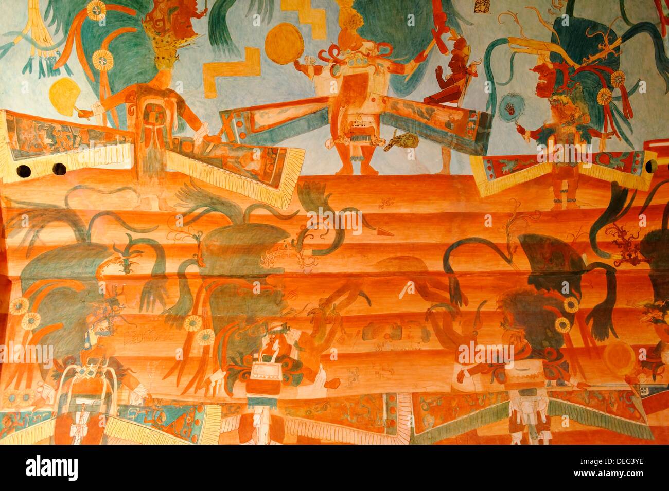 Reproductions of Murals from Bonampak, an ancient Maya archaeological site in the Mexican state of Chiapas. The National Museum Stock Photo