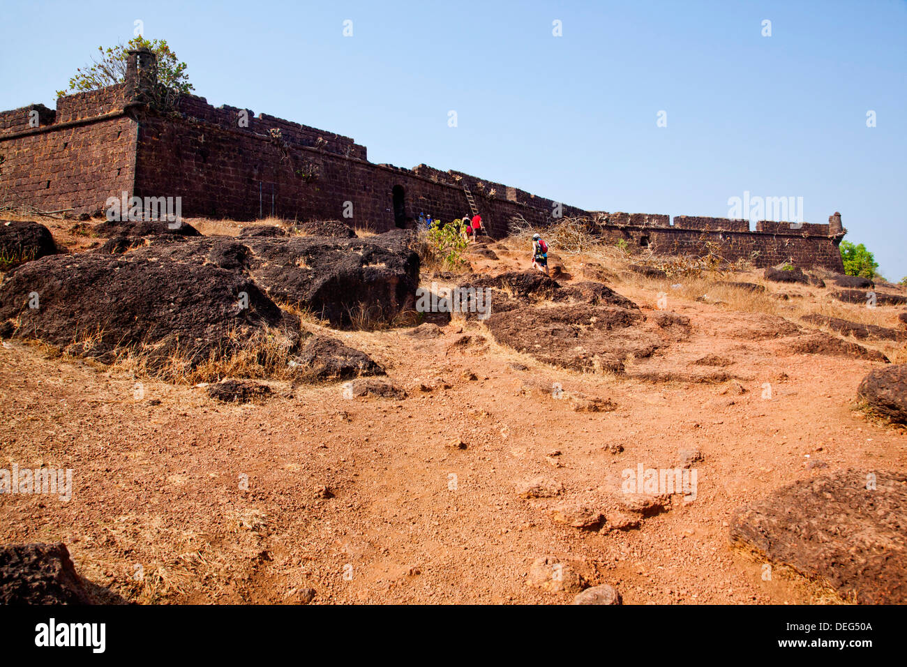 Ruins of the Chapora Fort, Vagator Beach, Vagator, Bardez, North Goa, Goa, India Stock Photo