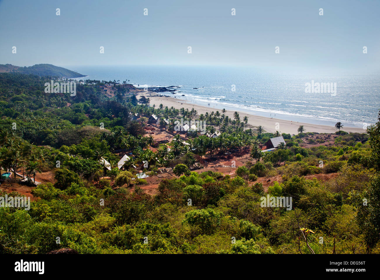 High angle view of a beach, Vagator Beach, Vagator, Bardez, North Goa, Goa, India Stock Photo
