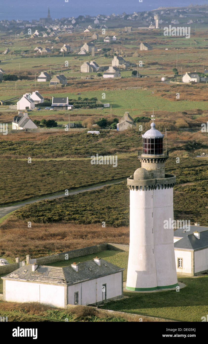 The Stiff lighthouse. Island of Ouessant. Finistère. Brittany. Atlantic Coast. France. Stock Photo