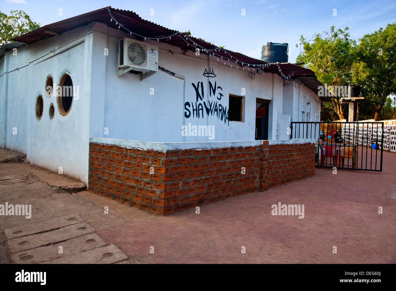 Facade of a Bubble Brunch Bar, Vagator, North Goa, Goa, India Stock