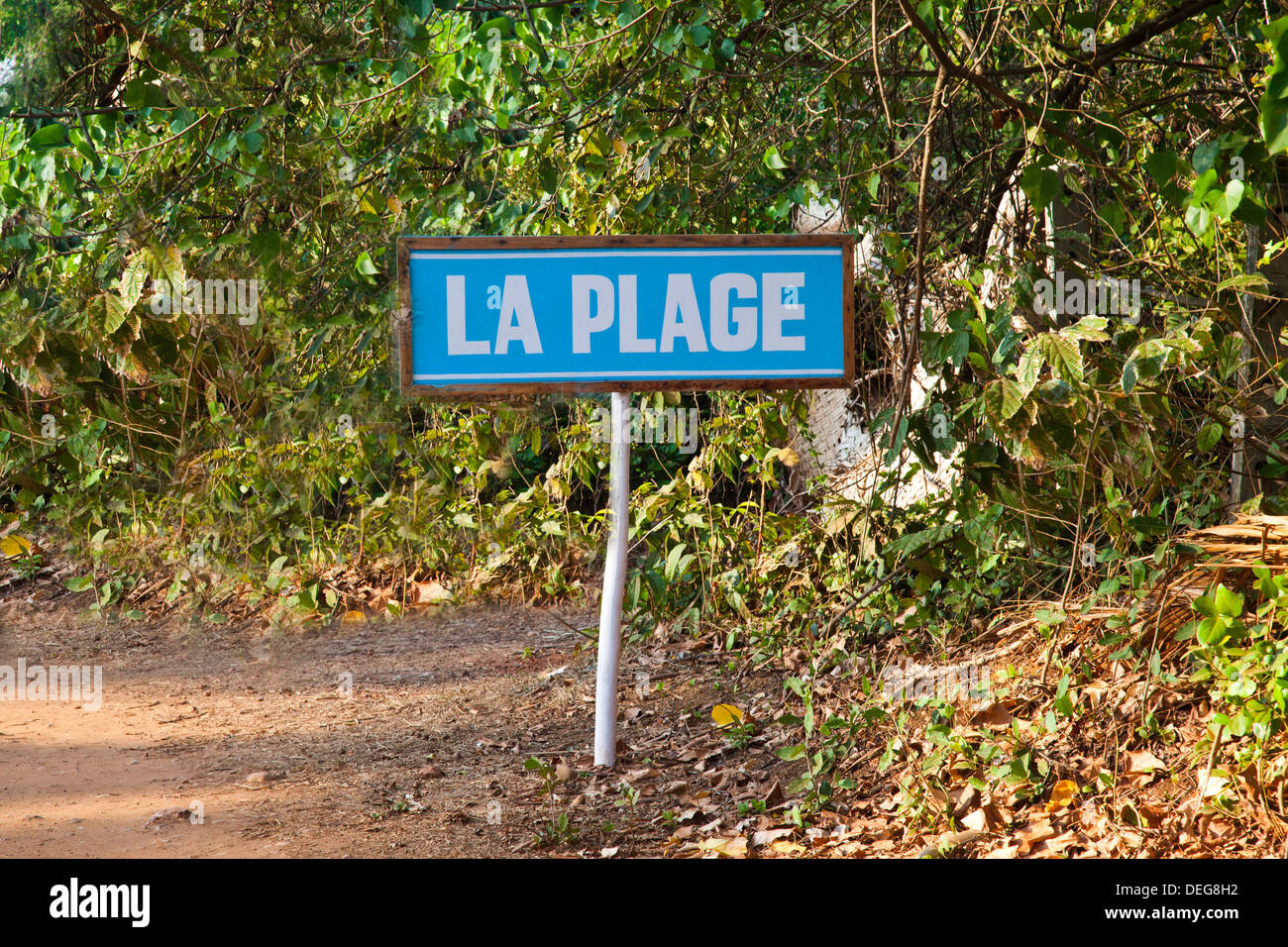 Sign Board Of A Tourist Resort On The Beach La Plage