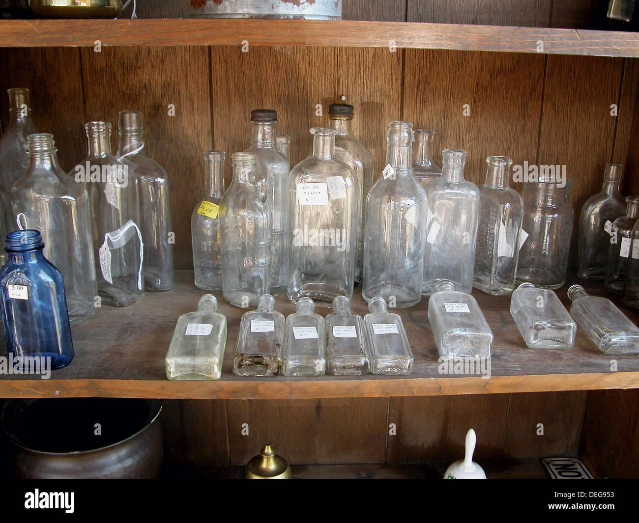 Glass bottles for sale at second hand store in Tellico Plains