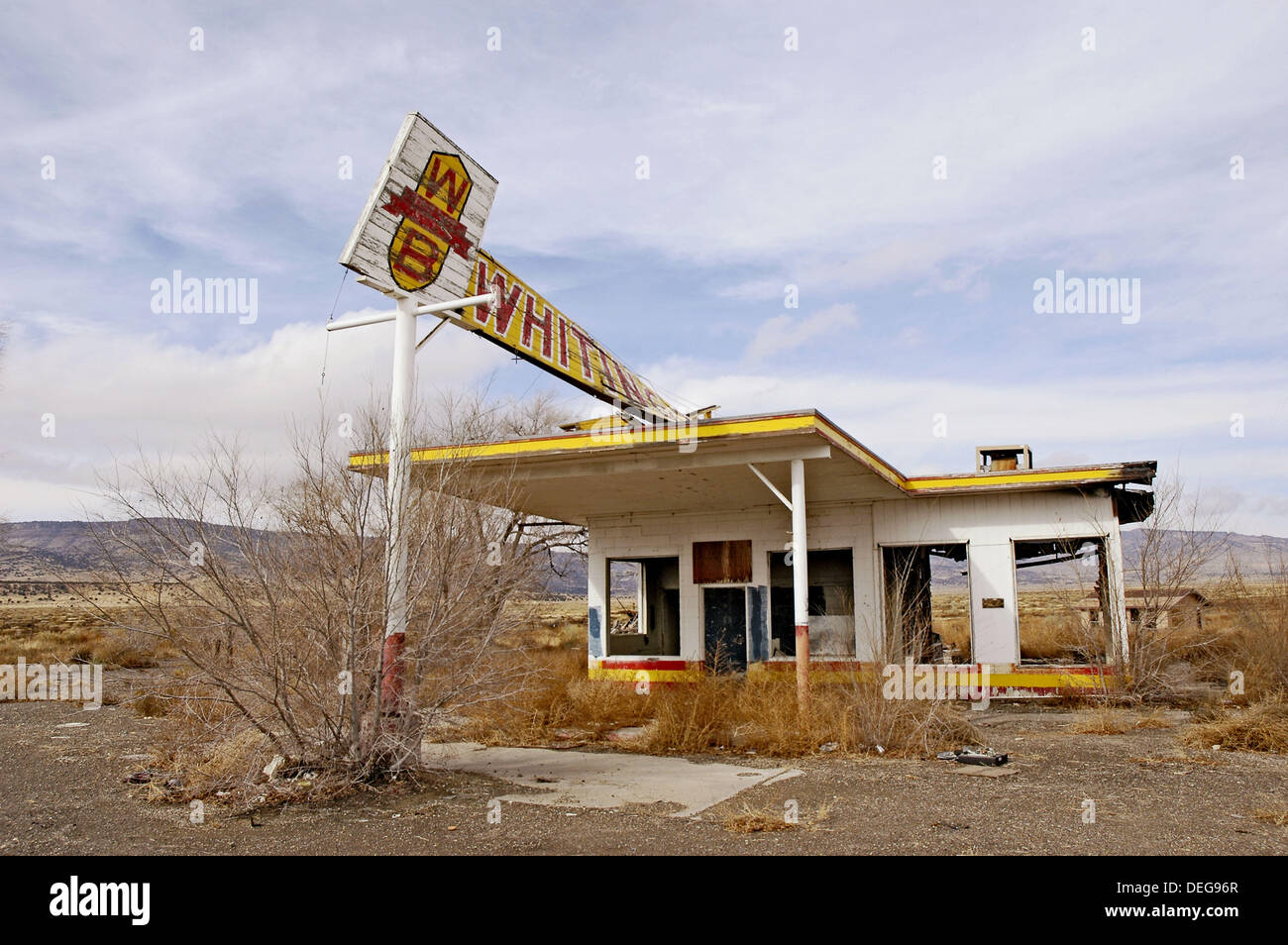 Deserted Whiting Brothers gas station on Route 66 near Santa Rosa