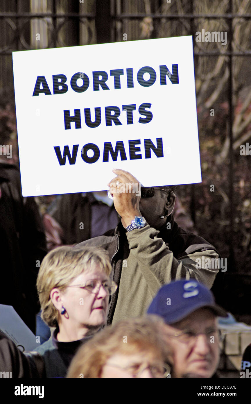 Anti Abortion and Pro Life law demonstration at the Georgia State Capitol building in Atlanta USA political policy actions Stock Photo