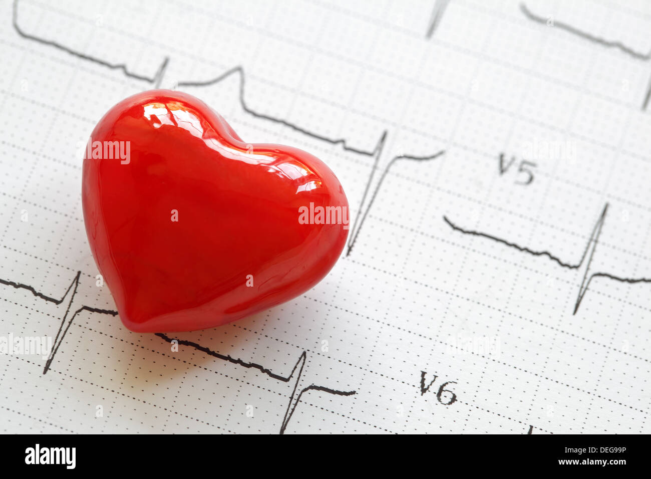 Cardiogram and heart Stock Photo