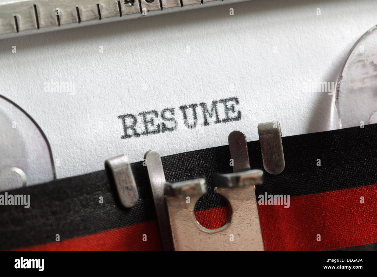 Resume written on old typewriter Stock Photo