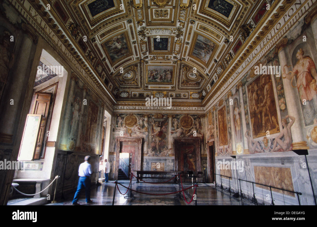 Sala Paolina with frescoes by Perin de Vega and Pellegrino Tibaldi (1544-47), one of the finest rooms in Castle Sant´Angelo. Stock Photo