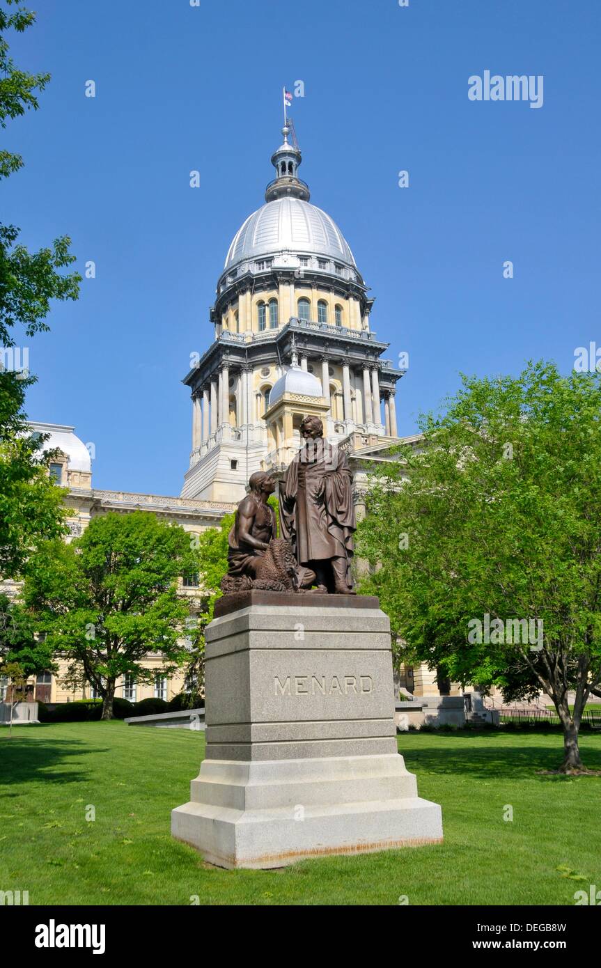 Pierre Menard Statue in front of Illinois State Capitol Building