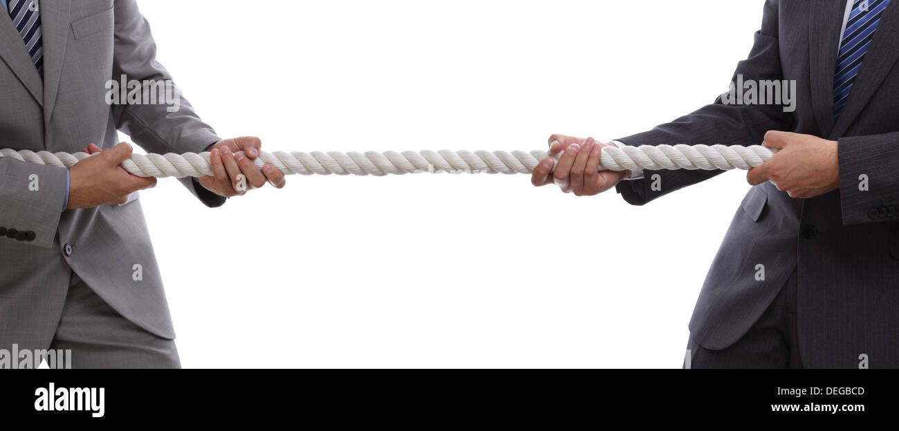 Business competition tug of war Stock Photo