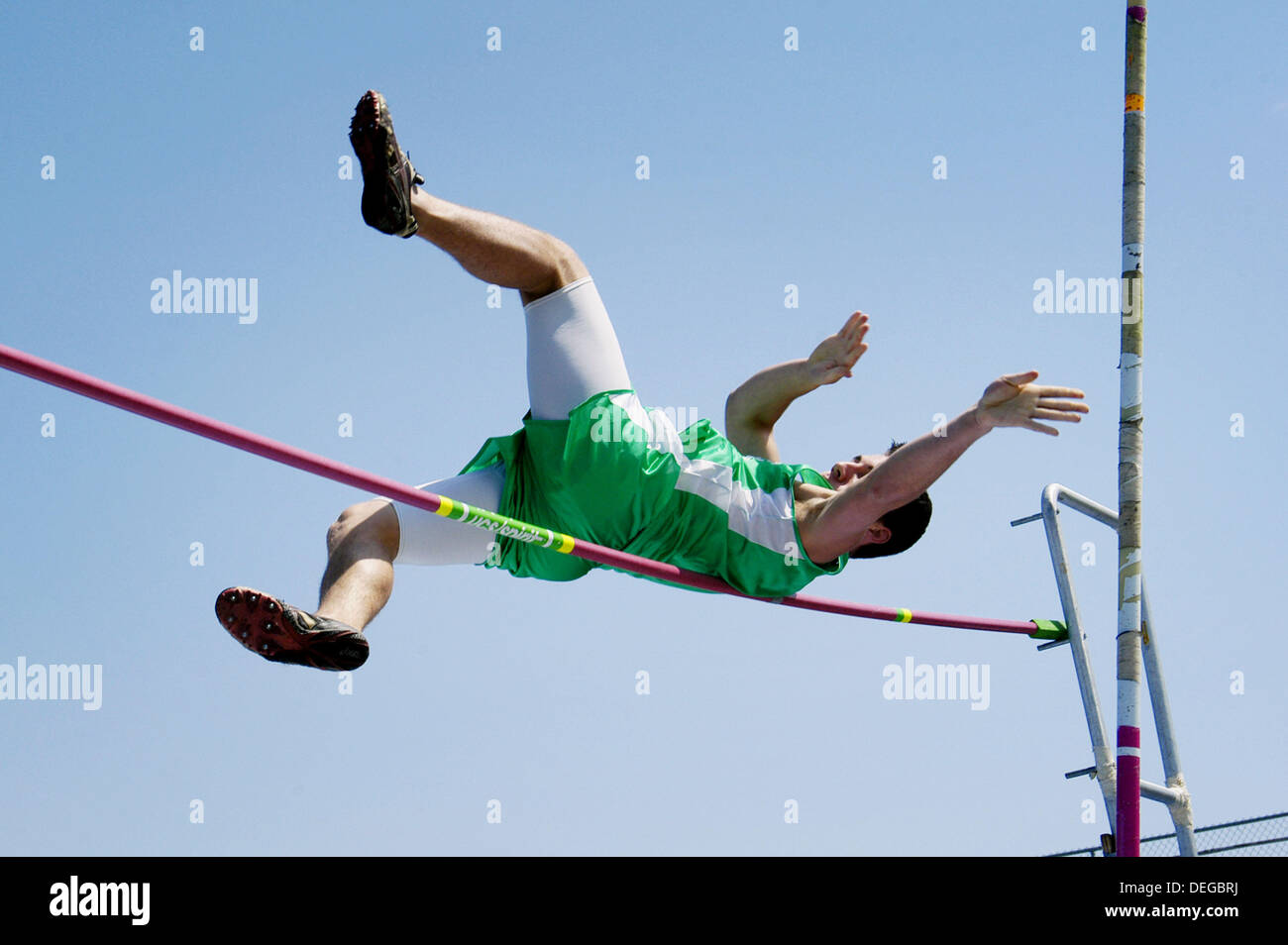 Male high school pole vaulter Stock Photo Alamy