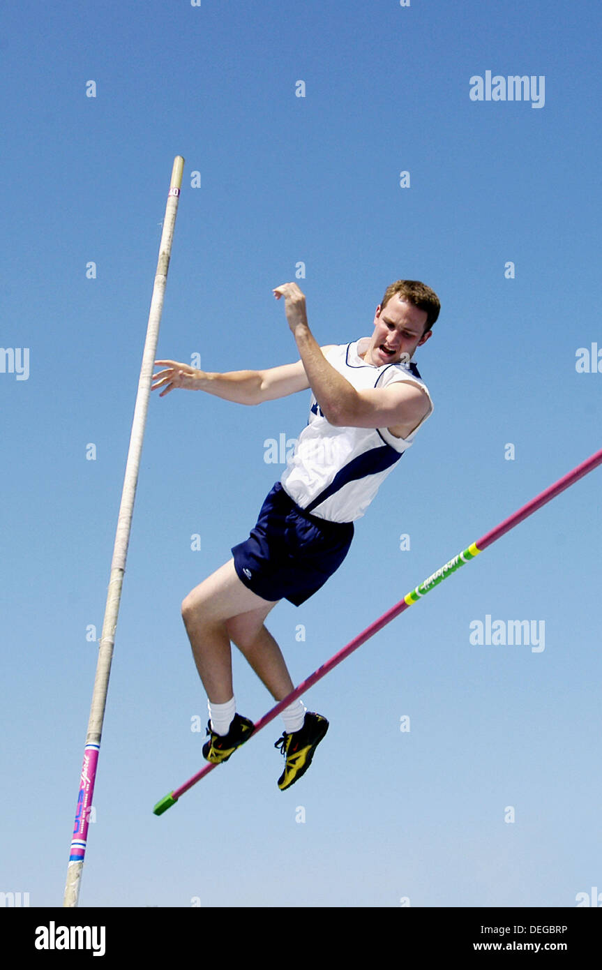 Male high school pole vaulter Stock Photo Alamy