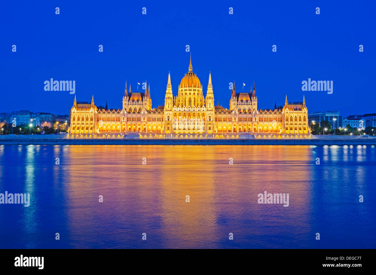 Hungarian Parliament Building, Banks of the Danube, UNESCO World Heritage Site, Budapest, Hungary, Europe Stock Photo