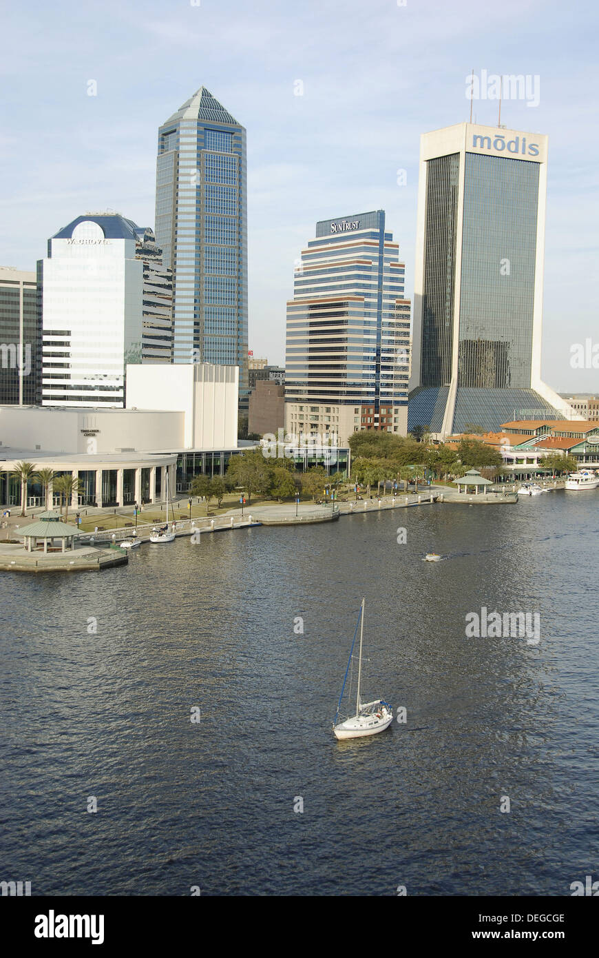 The Jacksonville Landing Riverfront riverwalk recreation and