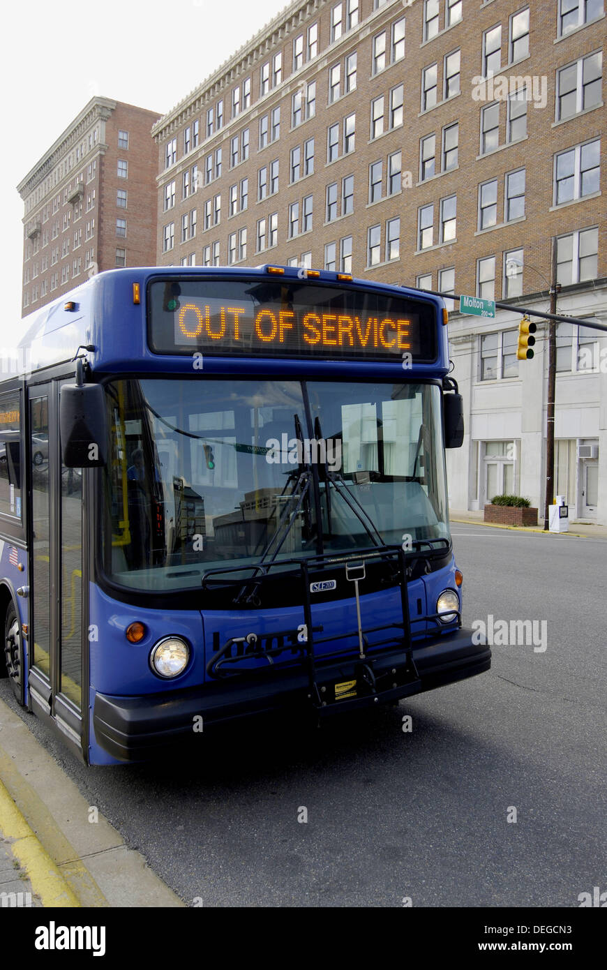 Broken down bus transportation city of Montgomery. Alabama, USA Stock