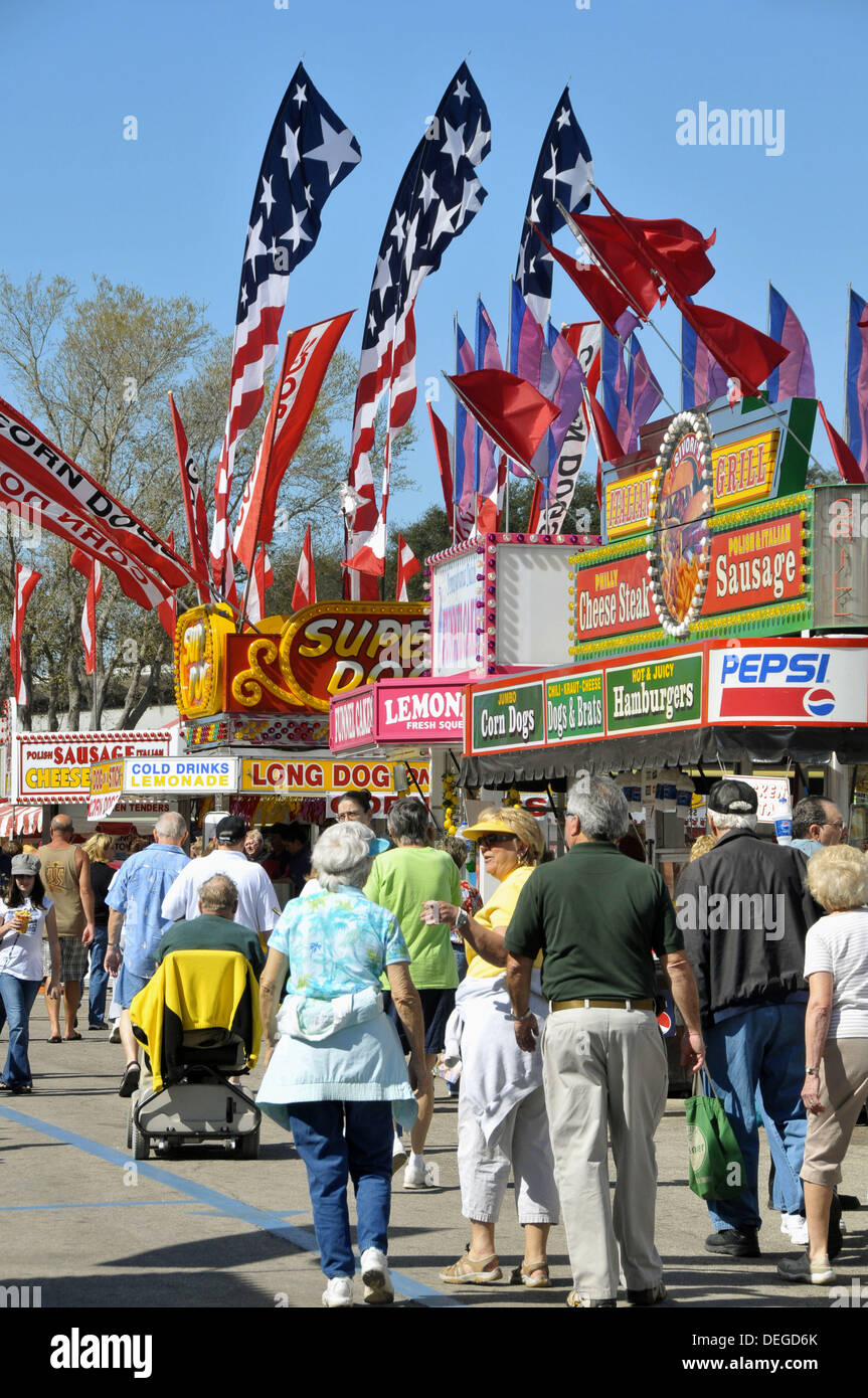 Food Booths at Florida State Fairgrounds Tampa Stock Photo