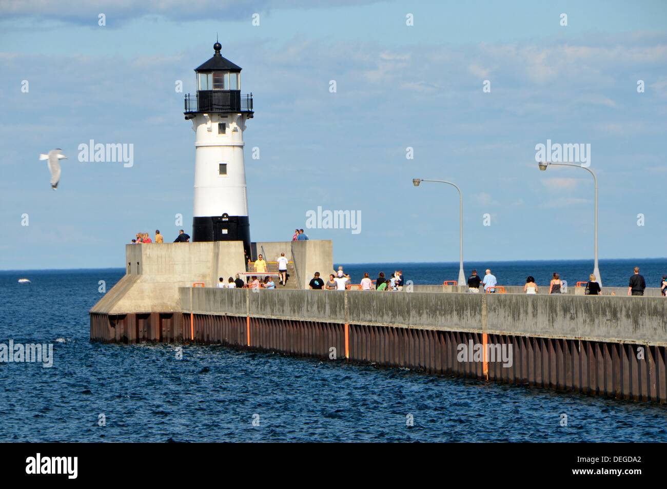 Lighthouse in harbor of Downtown Duluth Minnesota Stock Photo Alamy