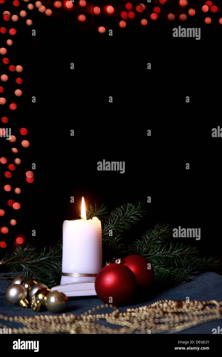 Christmas abstract with candle and lights on the background Stock Photo ...