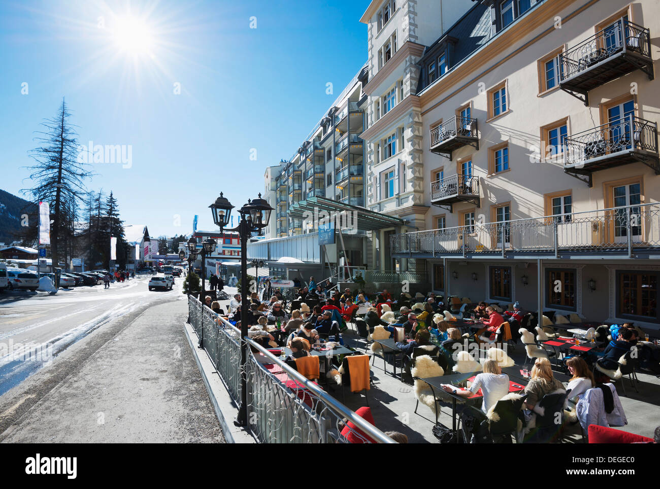 Apres ski bar, Davos, Graubunden, Swiss Alps, Switzerland, Europe Stock Photo