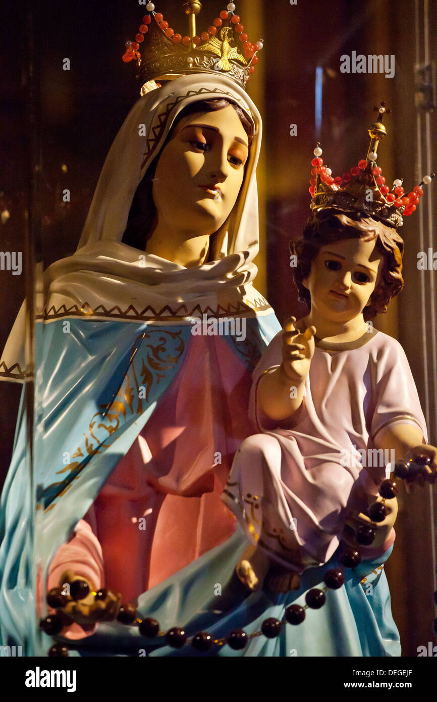 Virgin Mary and baby Jesus Christ, inside Catholic church, Buenos Aires, Argentina. Stock Photo