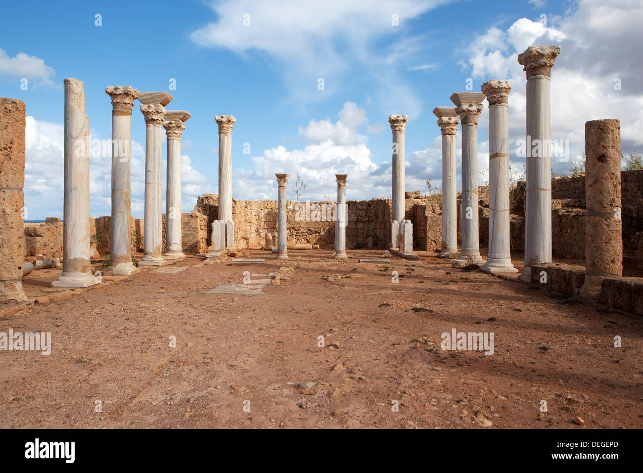 In the central basilica, Apollonia Cyrenaica, Libya, North Africa, Africa Stock Photo